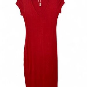 NWOT Women's See You Monday Casual Red Midi Short Sleeve Dress Medium